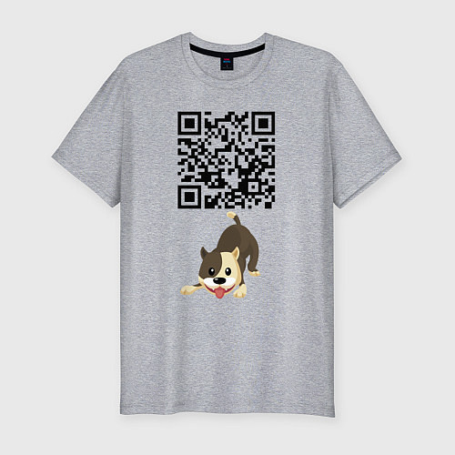 Мужская slim-футболка Я люблю тебя! QR-code! / Меланж – фото 1