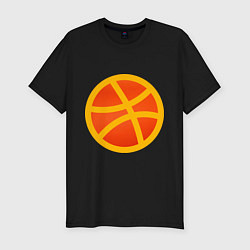 Футболка slim-fit Баскетбольный неоновый мяч, цвет: черный