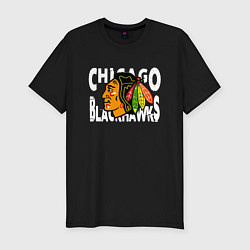 Мужская slim-футболка Чикаго Блэкхокс, Chicago Blackhawks