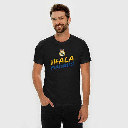Мужская slim-футболка HALA MADRID, Real Madrid, Реал Мадрид / Черный – фото 3