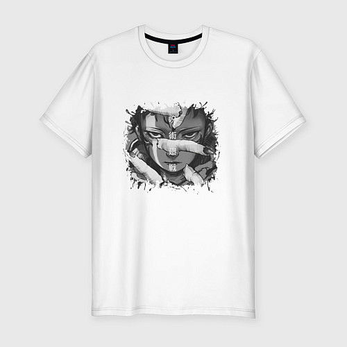 Мужская slim-футболка Итадори арт / Белый – фото 1