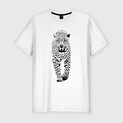 Мужская slim-футболка Коварный леопард / Белый – фото 1