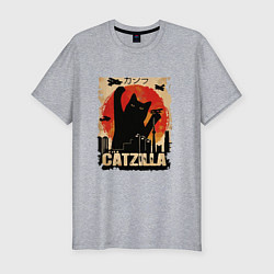 Футболка slim-fit Котзилла 0001, цвет: меланж