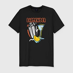 Футболка slim-fit Бармен - bartender, цвет: черный