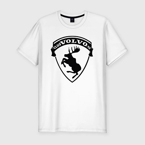 Мужская slim-футболка VOLVO логотип чёрный / Белый – фото 1