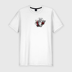 Мужская slim-футболка Сердце в цветах