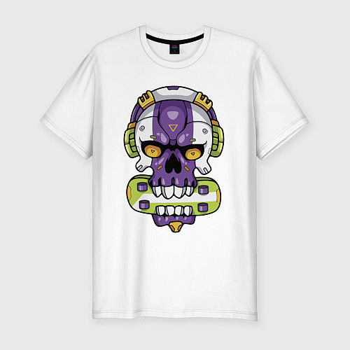 Мужская slim-футболка Cool art skull / Белый – фото 1