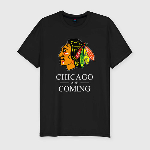 Мужская slim-футболка Chicago are coming, Чикаго Блэкхокс, Chicago Black / Черный – фото 1