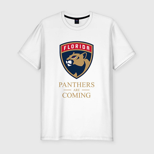 Мужская slim-футболка Panthers are coming Florida Panthers Флорида Панте / Белый – фото 1