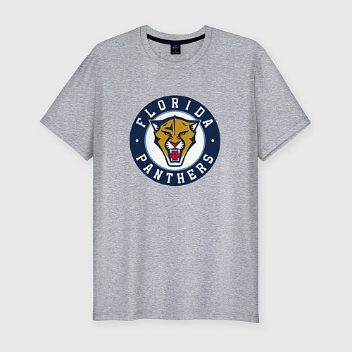 Мужская slim-футболка Florida Panthers Флорида Пантерз Логотип / Меланж – фото 1