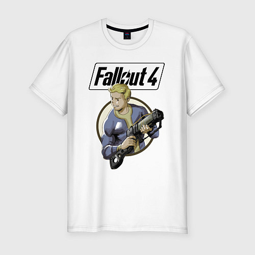 Мужская slim-футболка Fallout 4 Hero / Белый – фото 1