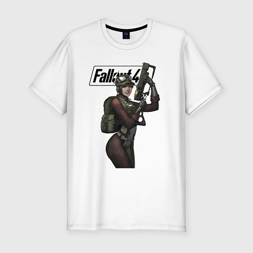 Мужская slim-футболка Fallout Hero / Белый – фото 1