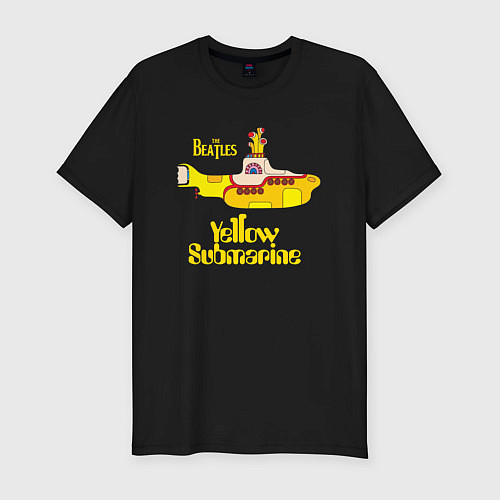 Мужская slim-футболка On a Yellow Submarine / Черный – фото 1
