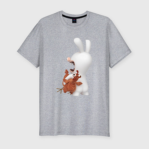 Мужская slim-футболка Бешеный кролик и курица / Меланж – фото 1