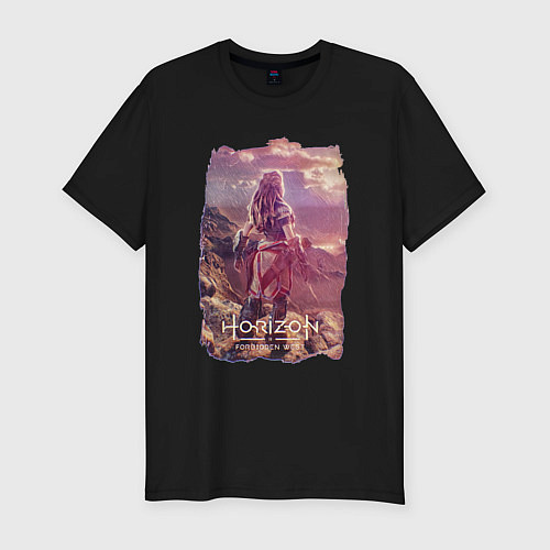 Мужская slim-футболка Horizon Forbidden West Фан арт / Черный – фото 1