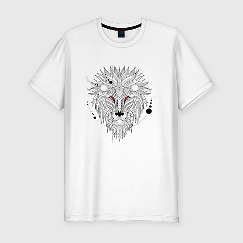 Мужская slim-футболка Эскиз головы льва / Белый – фото 1