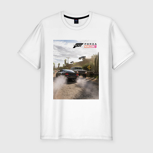Мужская slim-футболка FORZA HORIZON 5 MUSTANG RTR / Белый – фото 1