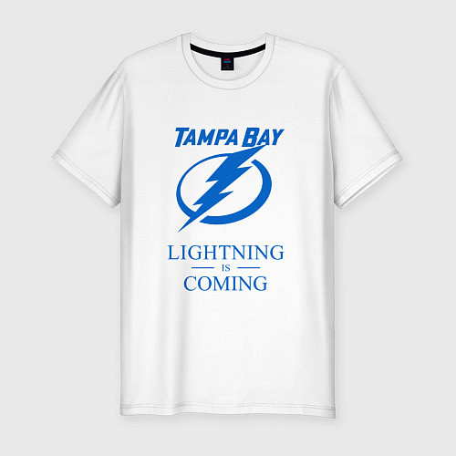 Мужская slim-футболка Tampa Bay Lightning is coming, Тампа Бэй Лайтнинг / Белый – фото 1