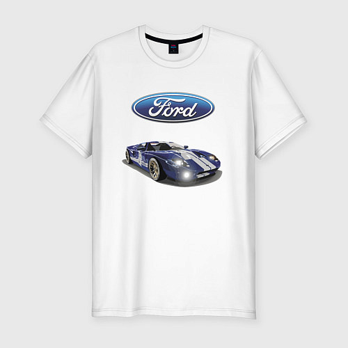Мужская slim-футболка Ford Racing team / Белый – фото 1