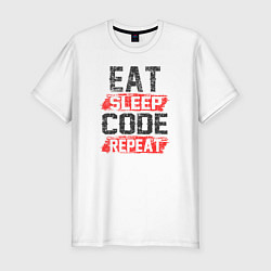 Мужская slim-футболка EAT SLEEP CODE REPEAT