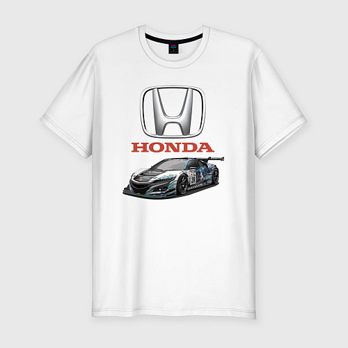 Мужская slim-футболка Honda Racing team / Белый – фото 1