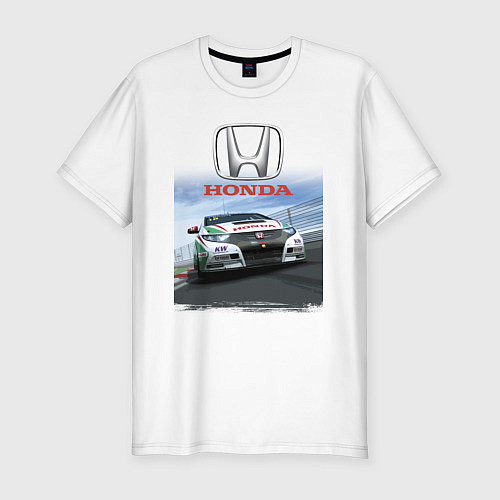 Мужская slim-футболка Honda Motorsport Racing team / Белый – фото 1