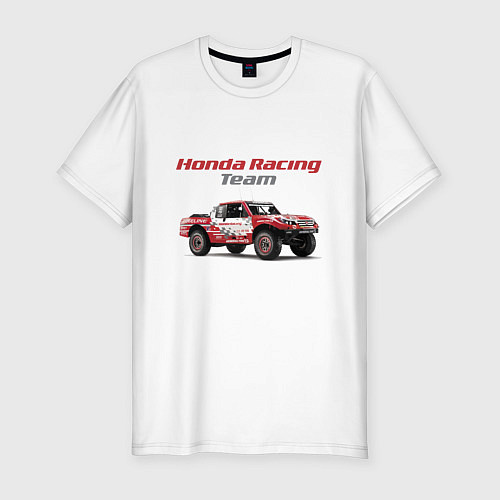 Мужская slim-футболка Honda racing team / Белый – фото 1