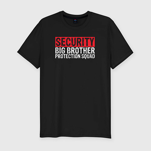 Мужская slim-футболка ОХРАНА Большой Брат Отряд Защиты / Черный – фото 1