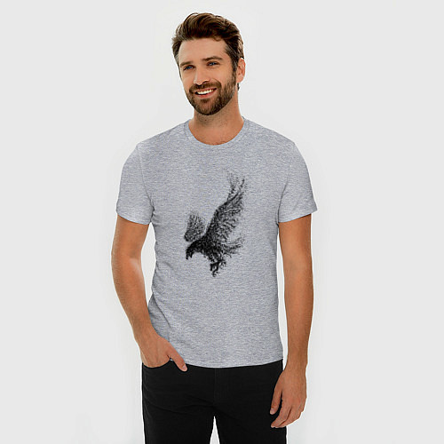 Мужская slim-футболка Пикирующий орёл Пуантель / Меланж – фото 3