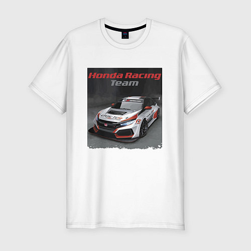 Мужская slim-футболка Honda Motorsport Racing Team / Белый – фото 1