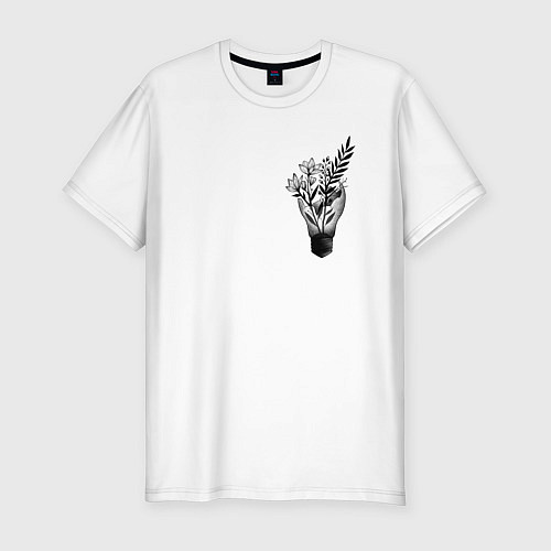 Мужская slim-футболка Букет цветов в лампочке / Белый – фото 1