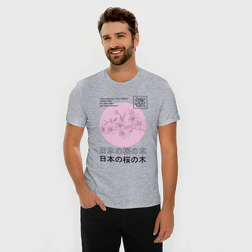 Мужская slim-футболка Sakura in Japanese style / Меланж – фото 3