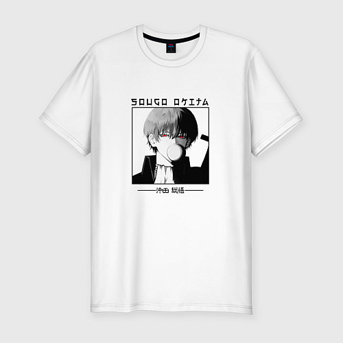 Мужская slim-футболка Гинтама Gintama, Сого Окита Sougo Okita / Белый – фото 1