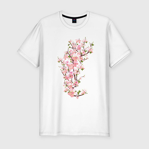 Мужская slim-футболка Весна Цветущая сакура Japan / Белый – фото 1