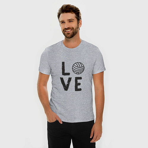 Мужская slim-футболка Volleyball - Love / Меланж – фото 3