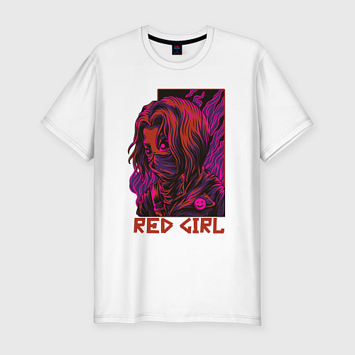Мужская slim-футболка Красная девушка в маске / Белый – фото 1