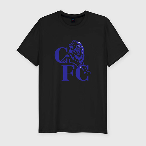 Мужская slim-футболка Chelsea Челси Ретро логотип / Черный – фото 1