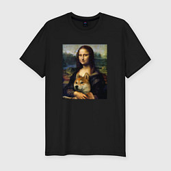 Футболка slim-fit Shiba Inu Mona Lisa, цвет: черный