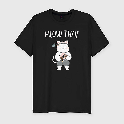 Мужская slim-футболка Мяу Тай / Черный – фото 1