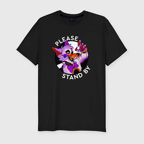 Мужская slim-футболка Please Stand By Foxy / Черный – фото 1