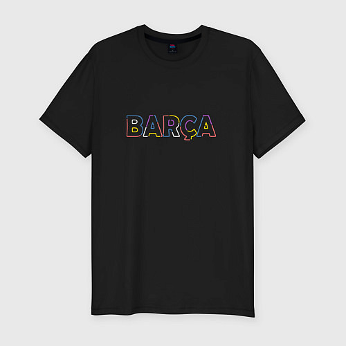 Мужская slim-футболка FC Barcelona - Multicolor 2022 Barca / Черный – фото 1
