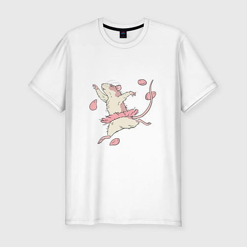 Мужская slim-футболка Мышь-балерина / Белый – фото 1