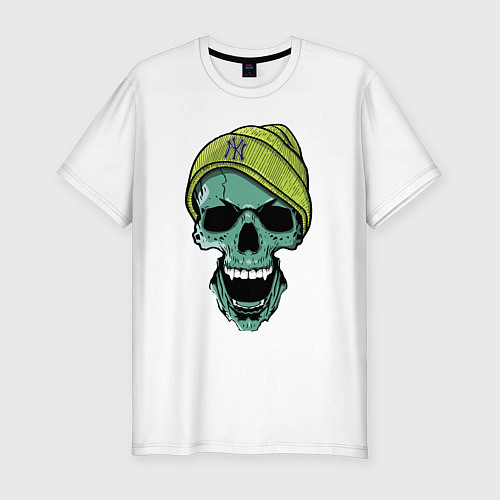 Мужская slim-футболка New York Yankees Cool skull / Белый – фото 1