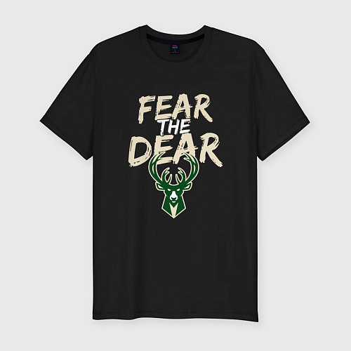 Мужская slim-футболка Milwaukee Bucks Fear the dear Милуоки Бакс / Черный – фото 1