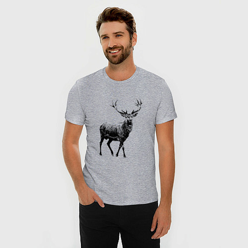 Мужская slim-футболка Черный олень Black Deer / Меланж – фото 3