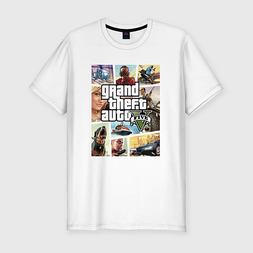 Мужская slim-футболка GTA V Logos / Белый – фото 1