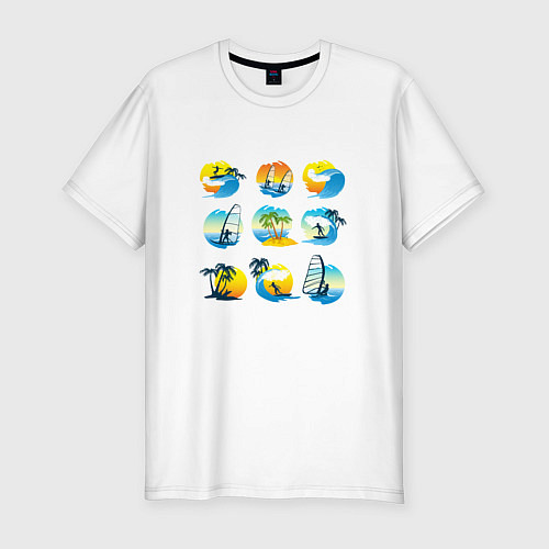 Мужская slim-футболка Серфинг Летний отдых / Белый – фото 1