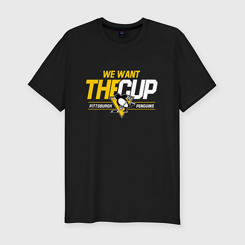 Мужская slim-футболка Pittsburgh Penguins we want the cup Питтсбург Пинг / Черный – фото 1