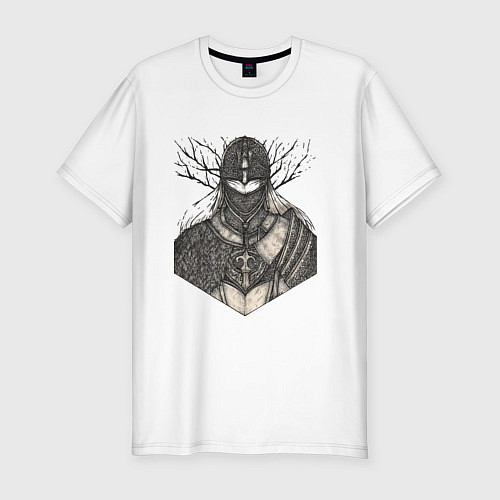 Мужская slim-футболка Elden Ring Погасший Рыцарь / Белый – фото 1