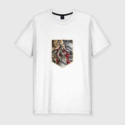 Мужская slim-футболка Elden Ring Рыцарь Кольцо Элден / Белый – фото 1